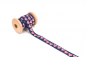 Preview: Webband Herzen dunkelblau/rosa Glitzer (1 m)